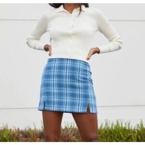 Brandy Melville Cara 2 Slit Plaid Mini Skirt